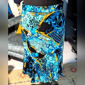VINTAGE JM Collection petite printed skirt with flared ruffles